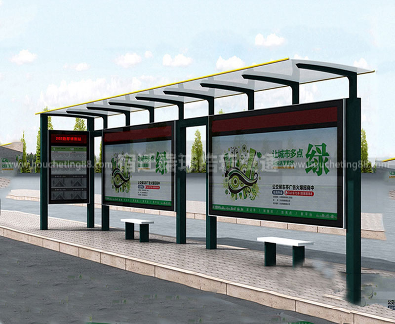 仿古風(fēng)格不銹鋼候車亭廠家效果展示